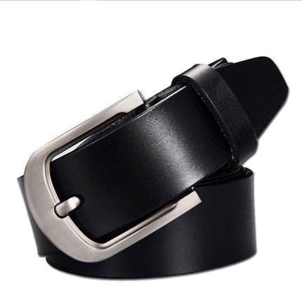Men’s Vintage Cowhide Leather Belt – Wide 3.8cm Pin Buckle Casual Jean Belt