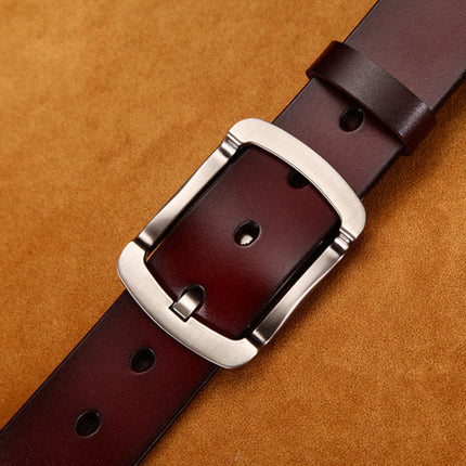 Men’s Vintage Cowhide Leather Belt – Wide 3.8cm Pin Buckle Casual Jean Belt