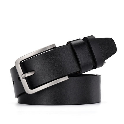Men’s Vintage Cowhide Leather Belt – Wide 3.8cm Pin Buckle Casual Jean Belt