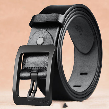 Men’s Retro Style Cowhide Leather Belt with Solid Alloy Pintle Buckle
