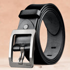 Men’s Retro Style Cowhide Leather Belt with Solid Alloy Pintle Buckle