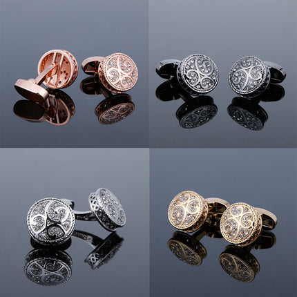 Vintage Copper Floral Cufflinks for Men