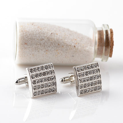 Geometric Alloy Cufflinks with Diamond Treatment
