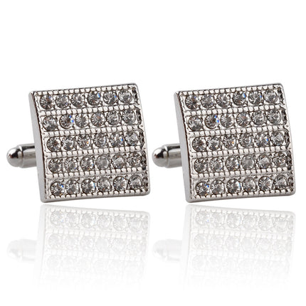 Geometric Alloy Cufflinks with Diamond Treatment