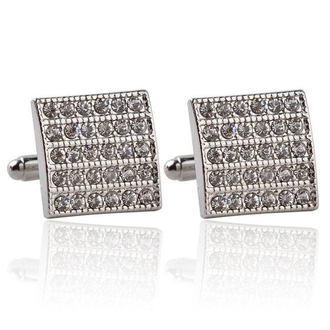 Geometric Alloy Cufflinks with Diamond Treatment