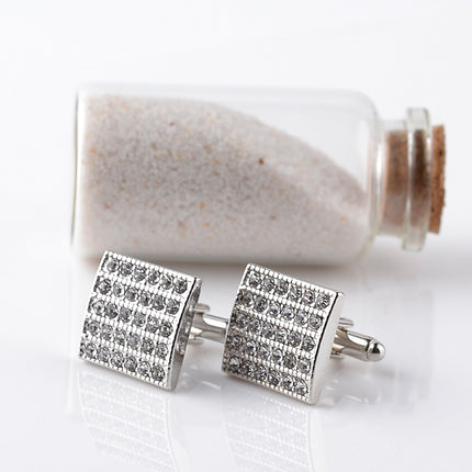Geometric Alloy Cufflinks with Diamond Treatment