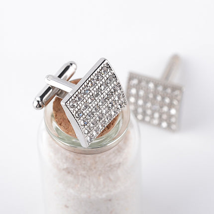 Geometric Alloy Cufflinks with Diamond Treatment