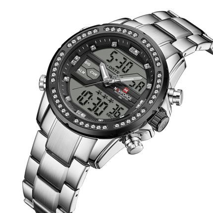 Men’s Stainless Steel Business Quartz Watch – Luminous Dial, Calendar & 30M Waterproof
