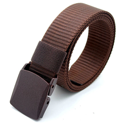 Woven Canvas Belt with Oval Plastic Buckle
