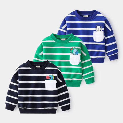 Boys Striped Pocket Sweater