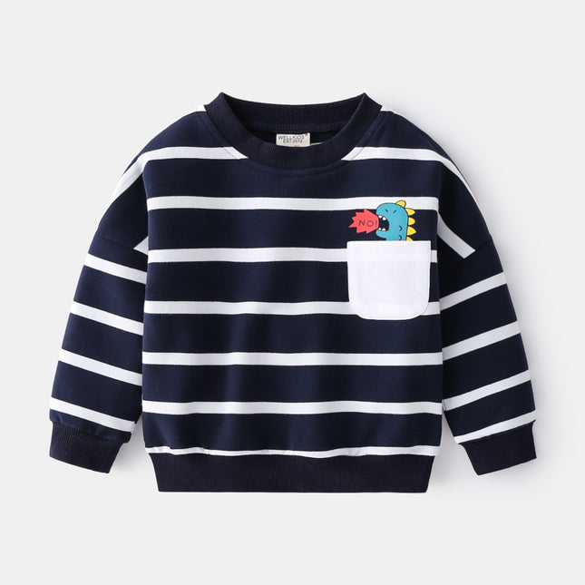 Boys Striped Pocket Sweater