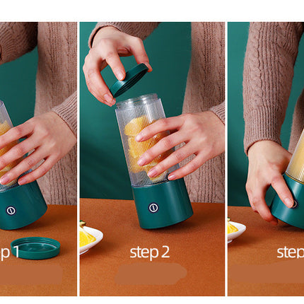 Portable 4-Blade Juicer – 350ml Mini Fruit Blender with 37W Power