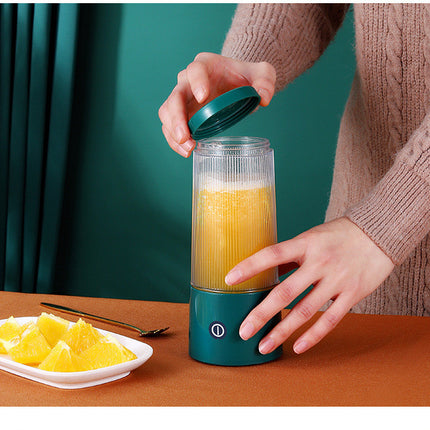 Portable 4-Blade Juicer – 350ml Mini Fruit Blender with 37W Power