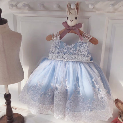 Ocean Blue Baby Princess Dress – Summer Lace Bohemian Style