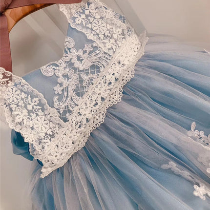 Ocean Blue Baby Princess Dress – Summer Lace Bohemian Style