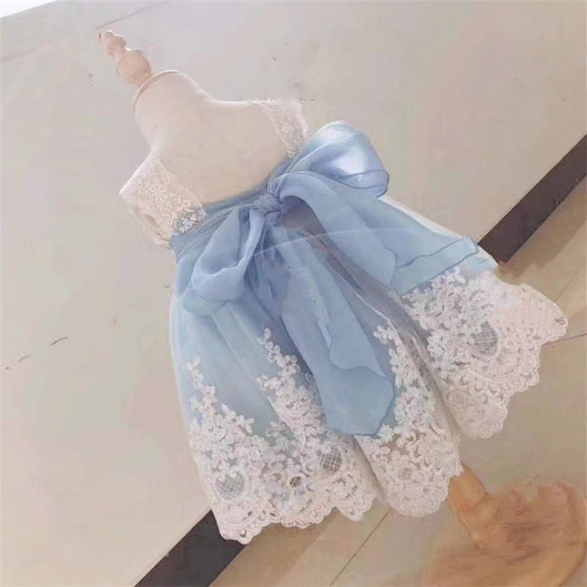 Ocean Blue Baby Princess Dress – Summer Lace Bohemian Style