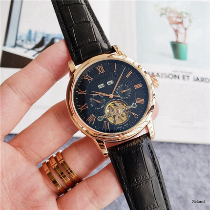 Men’s Mechanical Five-Hand Watch – Tourbillon-Style Casual Fashion Timepiece
