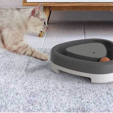 Electric Triangle Cat Toy – Smart Sounding Turntable with Feather & Scratcher