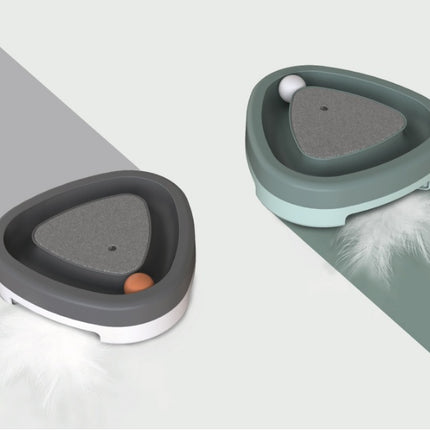 Electric Triangle Cat Toy – Smart Sounding Turntable with Feather & Scratcher