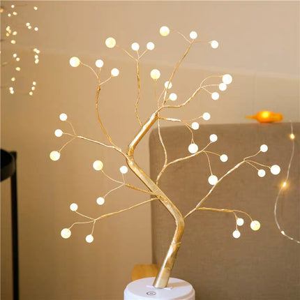 LED Copper Wire Tree Light – Nordic INS Style Bedroom Decorative Lamp