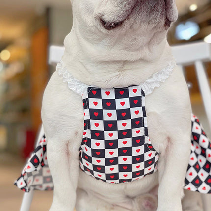 Princess-Style Black and White Checkerboard Skirt for Pets