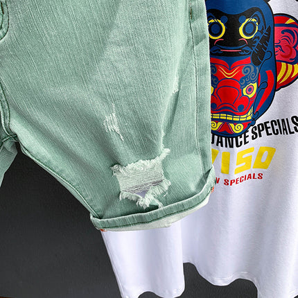 Men’s Casual Denim Shorts with Pocket Decoration