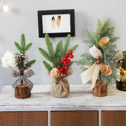 Mini Potted Simulation Christmas Tree – Small Tabletop Holiday Decoration