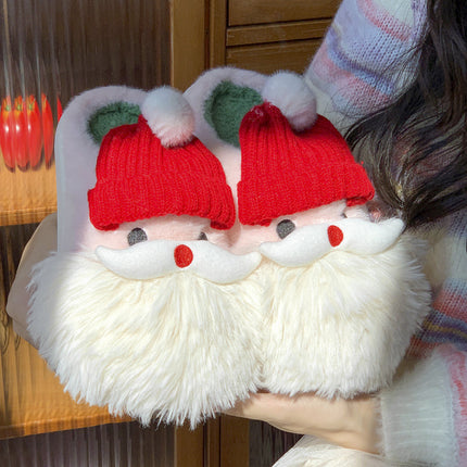 Santa Claus Plush Winter Slippers – Thick EVA Sole Cozy Christmas Indoor Shoes (Unisex)