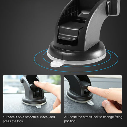 Car Phone Holder with Long Rod & Telescopic Arm – Suction Cup Dashboard Mount