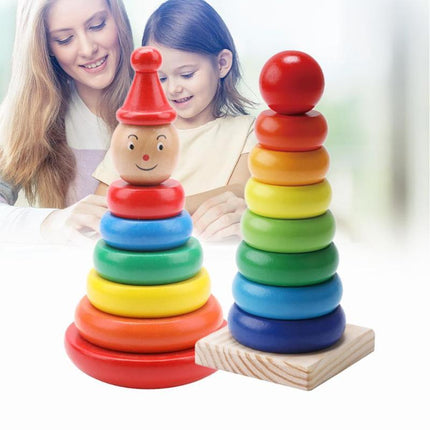 Wooden Stacked Circle Toy (Tumbler Rainbow Tower)