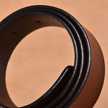 Vintage Cowhide Pin Buckle Belt – Oval Alloy Buckle Casual Leather Belt