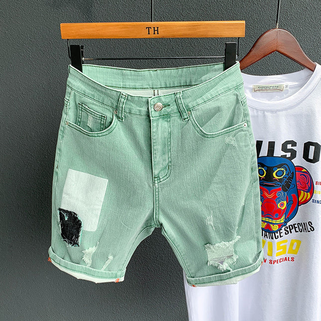 Men’s Casual Denim Shorts with Pocket Decoration
