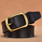 Vintage Cowhide Pin Buckle Belt – Oval Alloy Buckle Casual Leather Belt