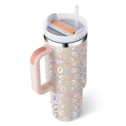 40oz Insulated Tumbler with Handle, Straw & Spill-Proof Lid