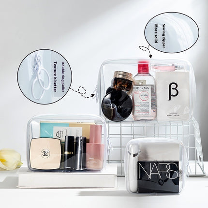 3-Piece Transparent Travel Storage Bag Set – PVC Cube Pouches for Toiletries, Cosmetics & Clothing