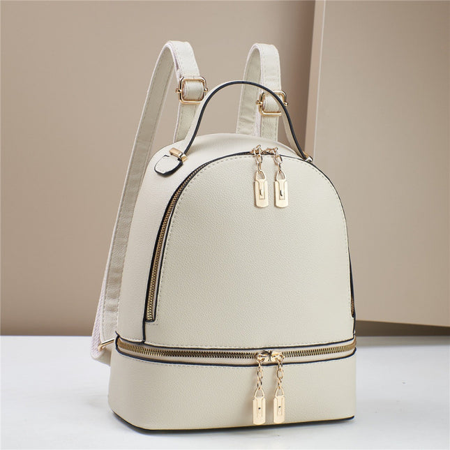 Classic PU Leather Backpack with Stitch Detail