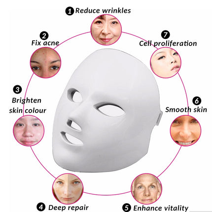 7-Color LED Light Therapy Mask – Facial Rejuvenation & Skincare Device for Anti-Aging, Acne, Whitening & Firming