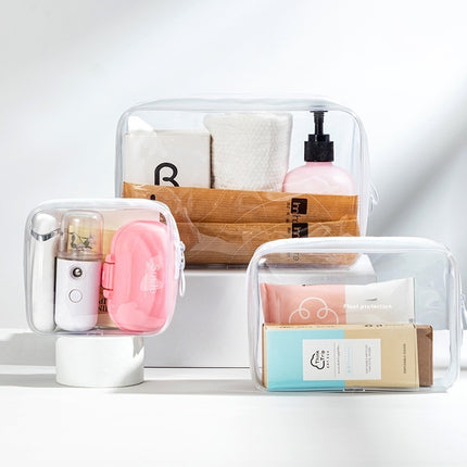 3-Piece Transparent Travel Storage Bag Set – PVC Cube Pouches for Toiletries, Cosmetics & Clothing