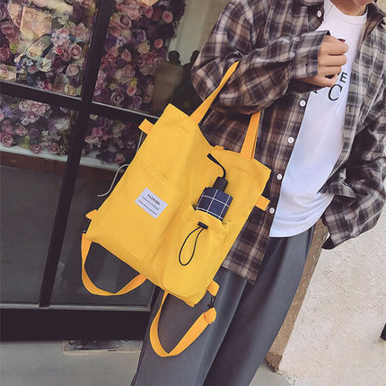 Harajuku Canvas Backpack Tote Bag – Korean Style Student Shoulder & School Bag