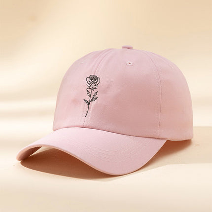 Casual Rose Embroidered Baseball Cap – Unisex Washed Vintage Hat