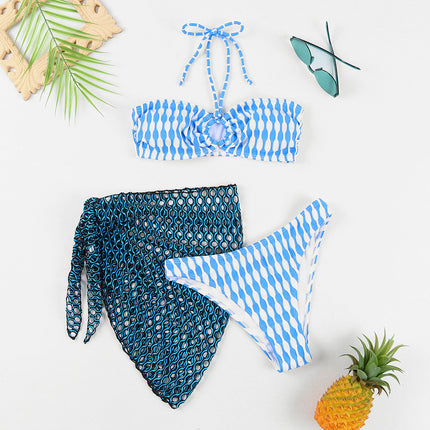 Women’s Striped Three-Piece Swimsuit Set