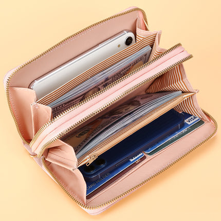 Women’s Double Zipper Long PU Leather Wallet – Multiple Card Slots