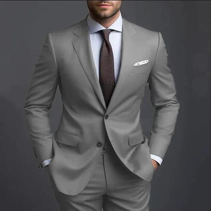 Men’s Slim Fit Two-Piece Suit Set – Jacket & Trousers