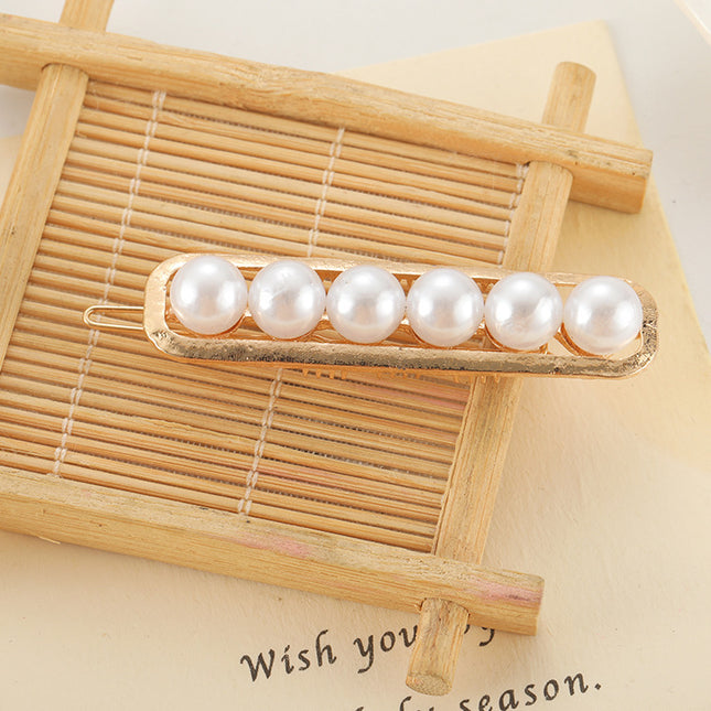 Alloy Hairpin with Flower and Pearl Accents