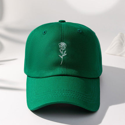 Casual Rose Embroidered Baseball Cap – Unisex Washed Vintage Hat