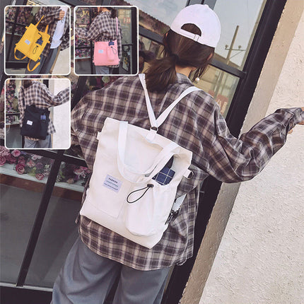 Harajuku Canvas Backpack Tote Bag – Korean Style Student Shoulder & School Bag