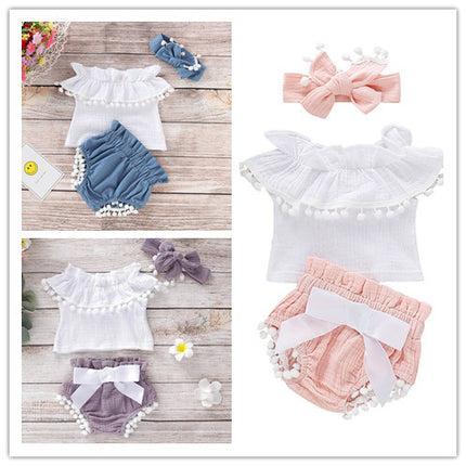 Girls' Cotton Sleeveless Top & Pants Set