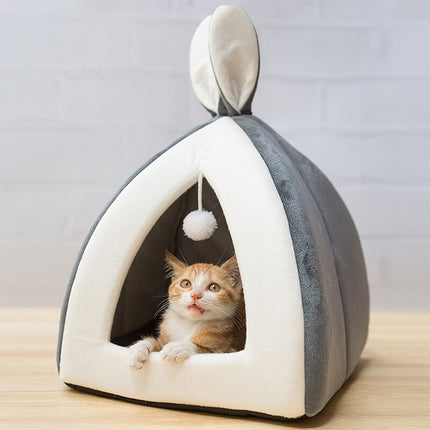 Rabbit Ear Mongolian Pet Nest – Soft Arctic Velvet Bed for Cats & Dogs