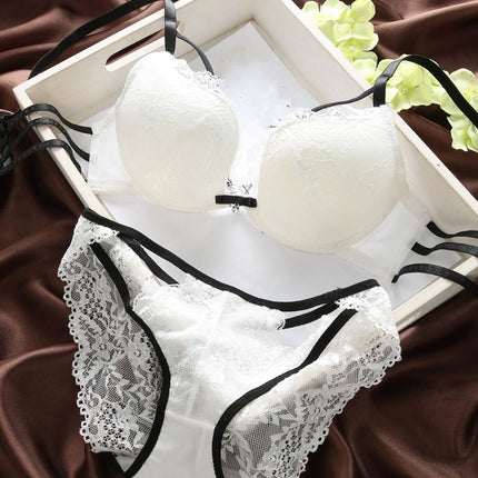Lace Push-Up Bra & Brief Set – Half Cup with Underwire Support