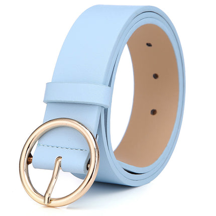 Women’s Round Pin Buckle PU Leather Belt – Korean Style Fashion Waist Belt